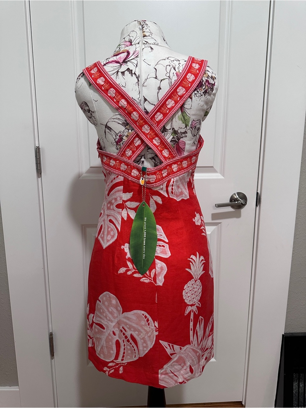 FARM Rio Red Lace Monsteras Button-Front Mini Dress - Picture 2 of 5